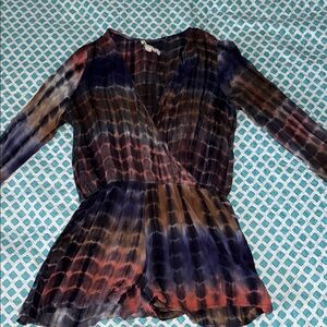 Multicolor Tie-Dye Long Sleeve Romper